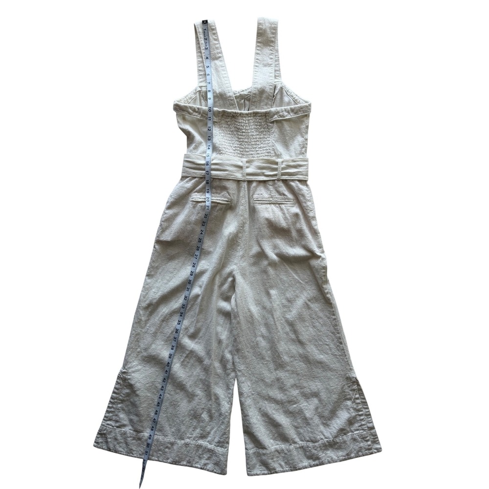 Anthropologie Women's Cream Cape Cod Button Belted Wide Leg Jumpsuit Size 8 - Picture 12 of 16